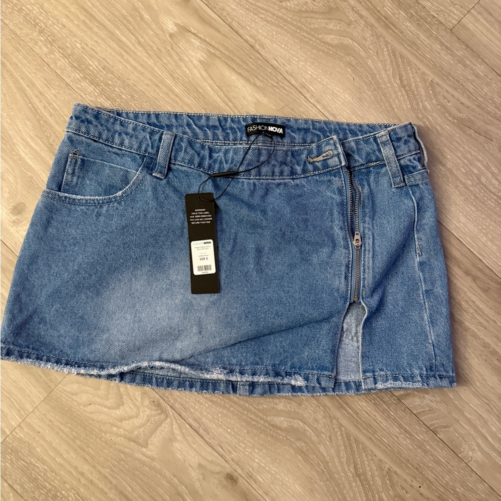 Fashion Nova Blue Asymmetrical Mini Skirt